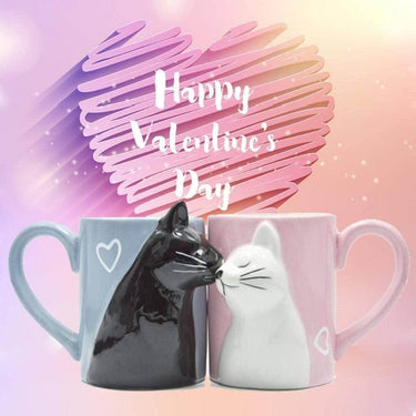Kissing Cats Ceramic Mug Set Drinkware KittyNook
